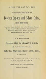Catalogue of an extensive and varied collection of foreign copper and silver coins ... [03/30/1889]