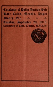 Catalogue of a fine collection of coins, medals, paper money, etc. [09/28/1915]
