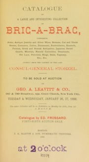 Catalogue of a large and interesting collection of bric-a-brac ... [01/26/1886]