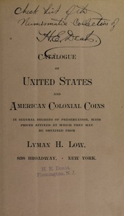 Catalogue of United States and American Colonial Coins