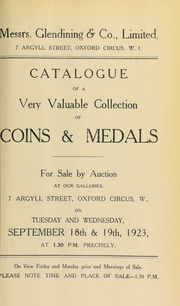 Catalogue of a very valuable collection of coins & medals, [being] the 2nd part of the collection of Mr. W.C. Weight, of Letchworth, [which contains a] battle plan of Bunker Hill, [and] ... Admiral Lord Nelson's sugar basin, [etc.] ... [09/18/1923]