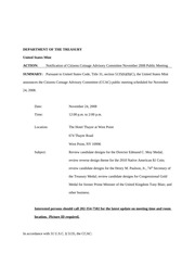 Citizens Coinage Advisory Committee Meeting Notice