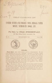 Cheap clearance list of United States and foreign coins, medals, paper money, numismatic books, etc. [Fixed price list number 19, June 1890]