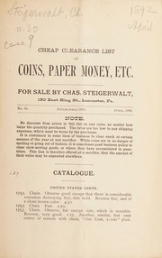 Cheap clearance list of coins, paper money, etc. [Fixed price list number 30, April 1892]