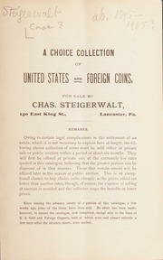 A choice collection of United States and foreign coins. [Fixed price list L, January 1900]