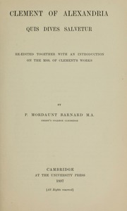 Cover of edition clementofalexan00clem