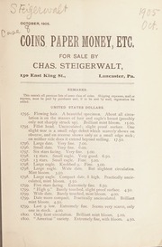 Coins, paper money, etc. [Fixed price list, October 1905]