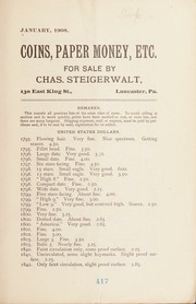 Coins, paper money, etc. [Fixed price list, January 1908]