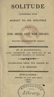 Cover of edition considersolitude00zimmrich