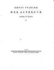 Cover of edition deraufbruchgedi00stadgoog