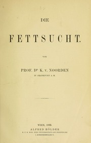 Cover of edition diefettsucht00noor