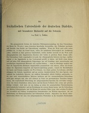 Cover of: Die lexikalischen Unterschiede der deutschen Dialekte