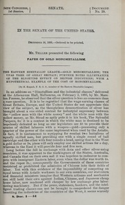 Document 29: In the Senate of the United States: Mr. Teller presented the following Paper on Gold Monometallism.