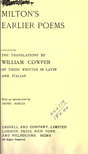 Cover of edition earlierpoemsincl00miltuoft