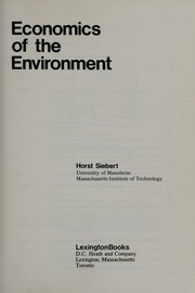 Cover of edition economicsofenvir0000sieb