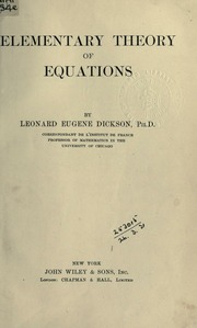 Cover of edition elementarytheory00dickuoft