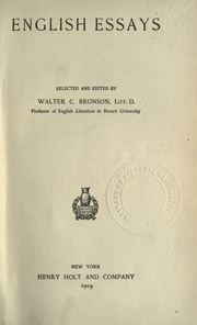 Cover of edition englishessays00bronuoft