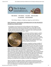 Eric Newman: Additional Information on the Franklin Hoard $20 USAOG Coins