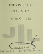 Fixed Price List Goetz Medals : Spring 1982
