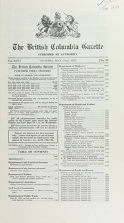 Government Gazette British Columbia (May 19, 1955)...