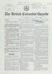 Government Gazette British Columbia (February 14, ...