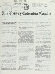 Government Gazette British Columbia (August 26, 19...