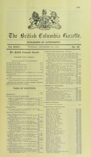 Government Gazette British Columbia (December 08, ...