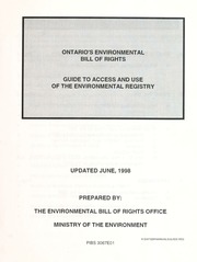Guide to Access and Use of the Environmental Registry - Le Registre Environnemental: Guide D'acces et D'utilisation [1998]