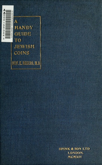 Handy Guide to Jewish Coins By Rev M.A. Edgar Rodgers 