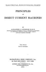 Principles Of Direct Current Machines : Alexander S. Langsdorf