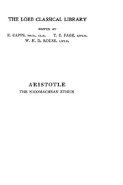 The Loeb Classical Library Aristotle The Nicomache
