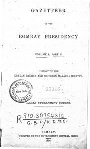 Gazetteer Of The Bombay Presidency Vol.i Part.ii : The Govt 