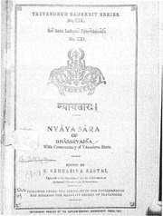 The Nyayasara Of Bhasarvajna No.xxi