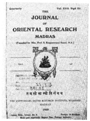 The Journal Of Oriental Research Madras 1949 Vol X