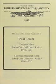 Journal of the Barber Coin Collectors' Society, vol. 14, no. 3