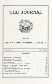 The Journal of the Pacific Coast Numismatic Society: No. 20