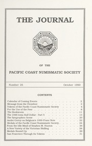 The Journal of the Pacific Coast Numismatic Society: No. 25