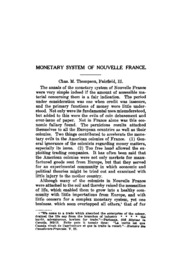 Monetary System of Nouvelle France