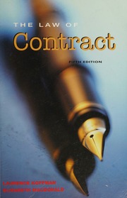 Cover of edition lawofcontract0000koff_k8b7
