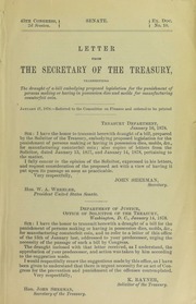 Letter from the Secretary of the Treasury : transmitting the draught of a bill embodying proposed legislation for the punishment of persons making or having in possession dies and molds for manufacturing counterfeit coin