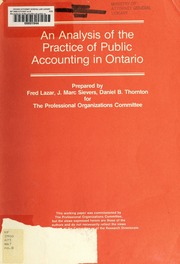 An analysis of the practice of public accounting in Ontario: a working paper [1978]