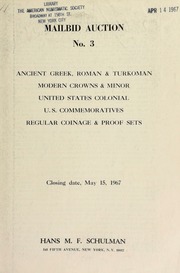 Mailbid auction. No. 3 : Ancient Greek, Roman & Turkoman modern crown & minor United States colonial ... [05/15/1967]