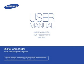 Samsung HMX-F90 52X Optimal Zoom HD Camcorder HMX-F90WN/XAA user manual