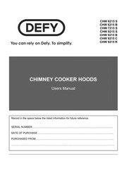 Defy Appliances Ventilation Hood CHW 6215 B User Guide : Free 