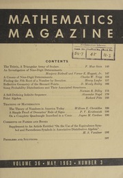 Mathematics Magazine Vol   36 No   3, May 1963