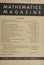 Mathematics Magazine Vol   36 No   1, Jan 1963