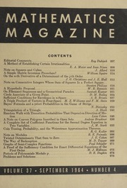 Mathematics Magazine Vol   37 No   4, Sep 1964