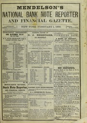 Mendelson's National Bank Note Reporter and Financial Gazette