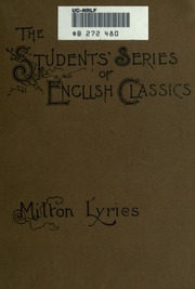 Cover of edition miltonlyricslall00miltrich