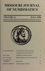 Missouri Journal of Numismatics, Vol. 21